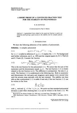 A SHORT PROOF OF A CONTINUED FRACTION TEST FOR THE