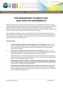 risk management in agriculture: what role for governments?