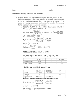 Chem 142 Summer 2011 Page 1 of 16 Name Section Worksheet 9