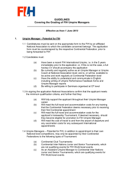 GUIDELINES Covering the Grading of FIH Umpire Managers