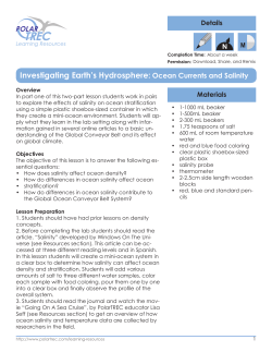 Investigating Earth`s Hydrosphere: Ocean Currents and