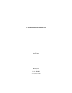 Inducing Therapeutic Hypothermia Sarah Byce Herrington CHM 201