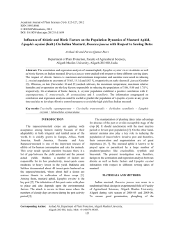Influence of Abiotic and Biotic Factors on the Population Dynamics