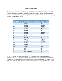 New Grade Scale Letter Grade Numerical Equivalent GPA Value A