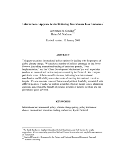 International Approaches to Reducing Greenhouse Gas Emissions
