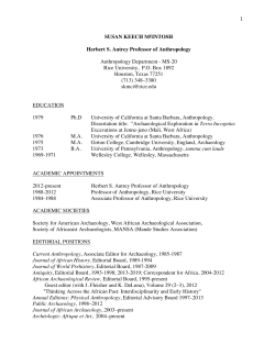 Curriculum Vitae - Rice - Anthropology