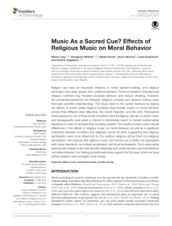 Music As a Sacred Cue? Effects of Religious Music on Moral Behavior