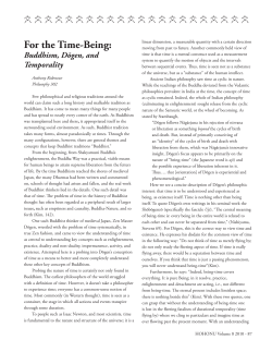 For the Time-Being: Buddhism, Dogen, and Temporality by