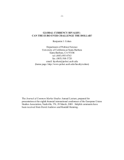 GLOBAL CURRENCY RIVALRY - Department of Political Science