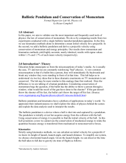 Ballistic Pendulum and Conservation of Momentum