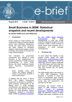 Small Business in NSW: Statistical snapshot and recent developments