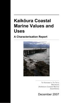 Kaikōura Coastal Marine Values and Uses A Characterisation Report