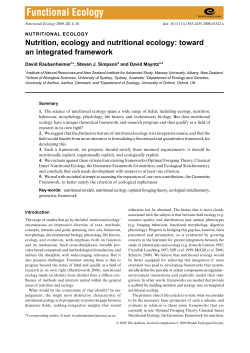 Nutrition, ecology and nutritional ecology - Coastal