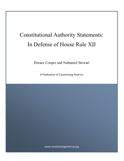 Constitutional Authority Statements: In Defense of House Rule XII