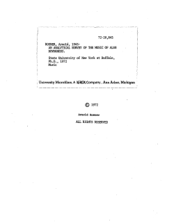 An Analytical Survey of the Music of Alan Hovhaness