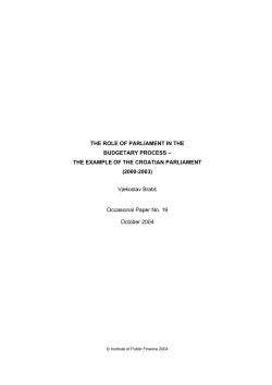 THE ROLE OF PARLIAMENT IN THE BUDGETARY PROCESS