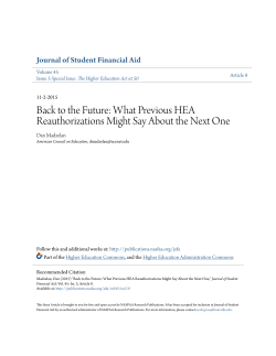 Back to the Future: What Previous HEA Reauthorizations Might Say