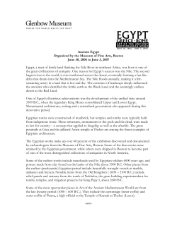 Ancient Egypt Organized by the Museum of Fine