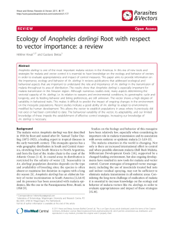 Ecology of Anopheles darlingi Root with respect to vector
