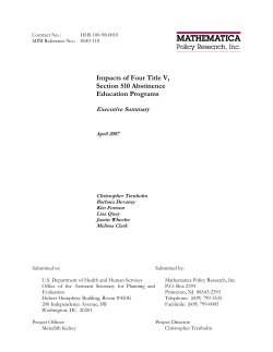 Impacts of Four Title V, Section 510 Abstinence Education Programs.