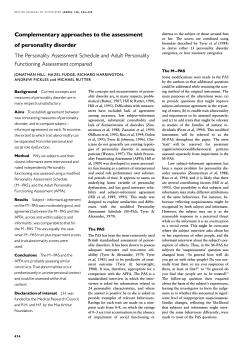 Complementary approaches to the assessment of personality