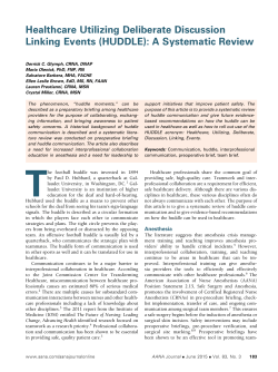Healthcare Utilizing Deliberate Discussion Linking Events (HUDDLE