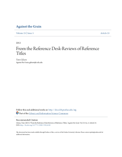 From the Reference Desk-Reviews of Reference - Purdue e-Pubs