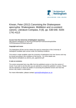 Kirwan, Peter (2012) Canonising the Shakespeare apocrypha