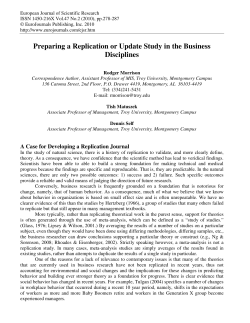 Preparing a Replication or Update Study in the Business