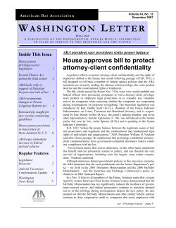washington letter - American Bar Association