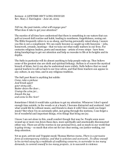 Sermon: A LIFETIME ISN`T LONG ENOUGH