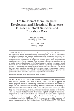 The Relation of Moral Judgment Development and Educational