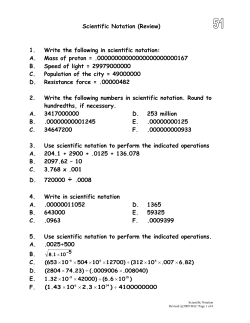 Scientific Notation (Review)
