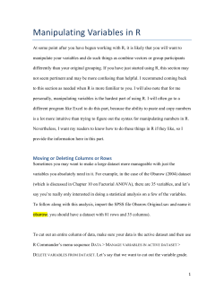 Manipulating Variables in R