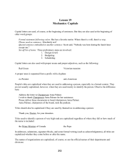 Lesson 19 Mechanics: Capitals