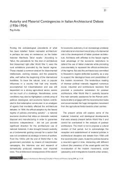 Autarky and Material Contingencies in Italian Architectural Debate
