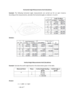 Horizontal Angle Measurements And Calculations Example: The