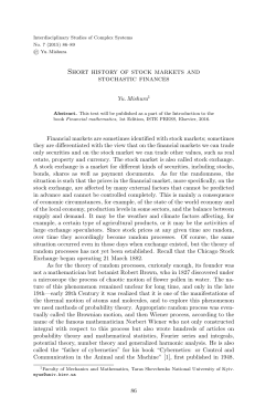Short history of stock markets and stochastic finances