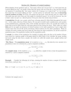 Section 8.2: Measures of central tendency When thinking about