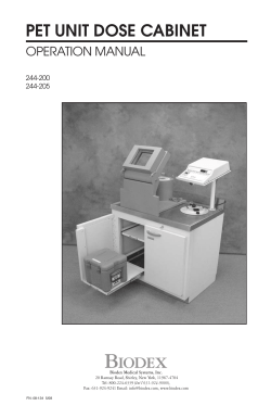 Manual, PET Unit Dose Cabinet Operation
