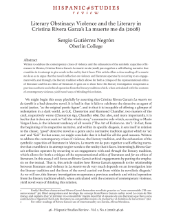 Literary Obstinacy: Violence and the Literary in Cristina Rivera