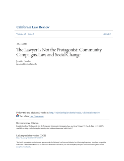 The Lawyer Is Not the Protagonist: Community Campaigns, Law