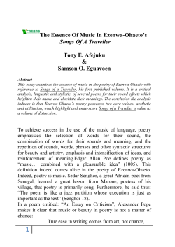 The Essence Of Music In Ezenwa-Ohaeto`s Songs Of A Traveller