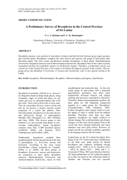 A Preliminary Survey of Bryophytes in the
