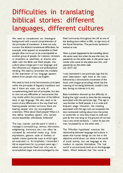 translation difficulties - BSL Bible Translation Project