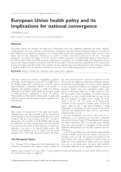 European Union health policy and its