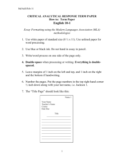 CRITICAL RESPONSE TERM PAPER
