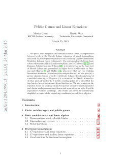 Pebble Games and Linear Equations