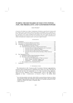 pushing the boundaries of executive power &mdash; pape, the prerogative