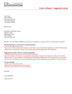 Letter of Intent - Suggested Layout